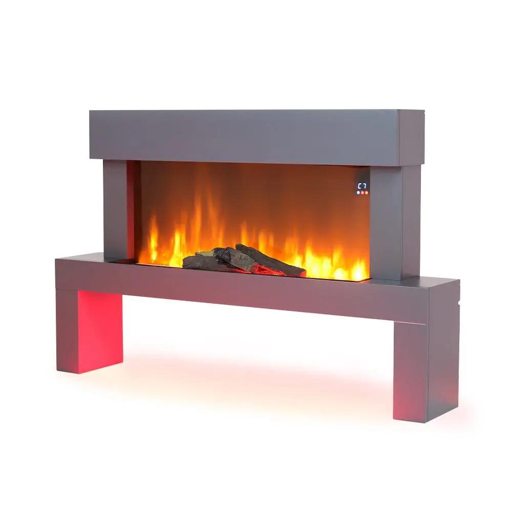 Dark Grey Freestanding Electric Fireplace with Stand - House Comfort