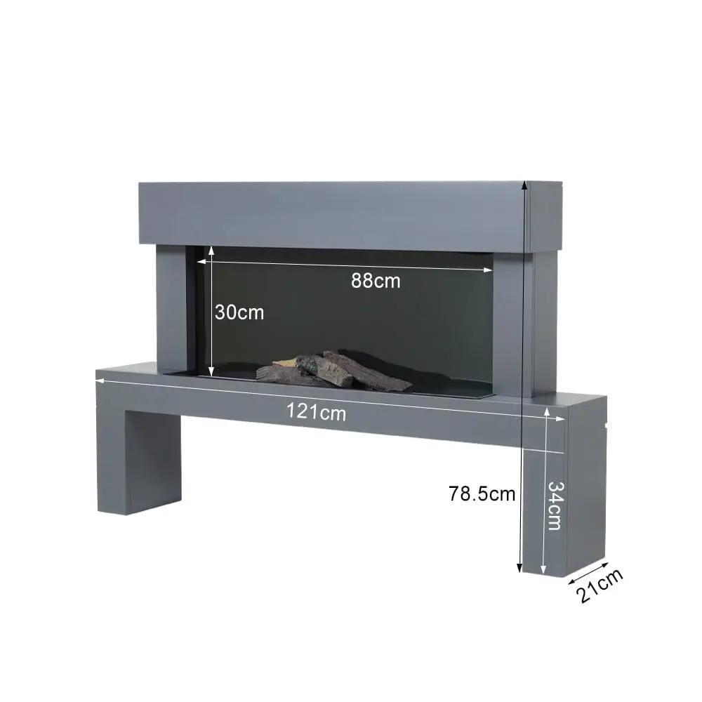 Dark Grey Freestanding Electric Fireplace with Stand - House Comfort
