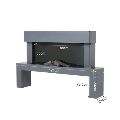 Dark Grey Freestanding Electric Fireplace with Stand - House Comfort