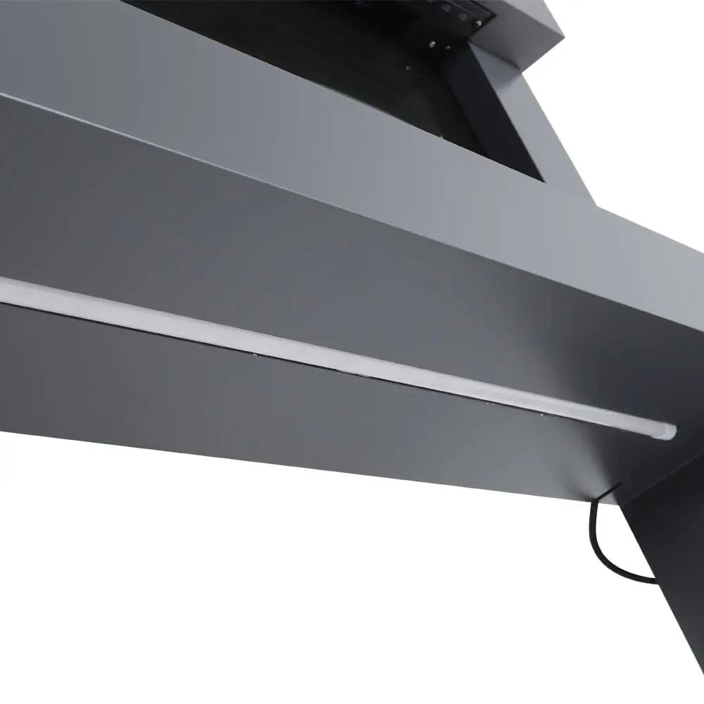 Dark Grey Freestanding Electric Fireplace with Stand - House Comfort