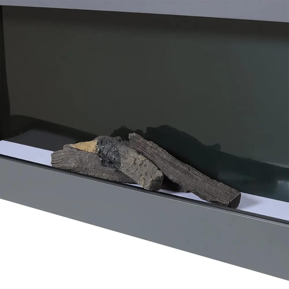 Dark Grey Freestanding Electric Fireplace with Stand - House Comfort