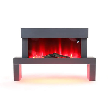 Dark Grey Freestanding Electric Fireplace with Stand - House Comfort