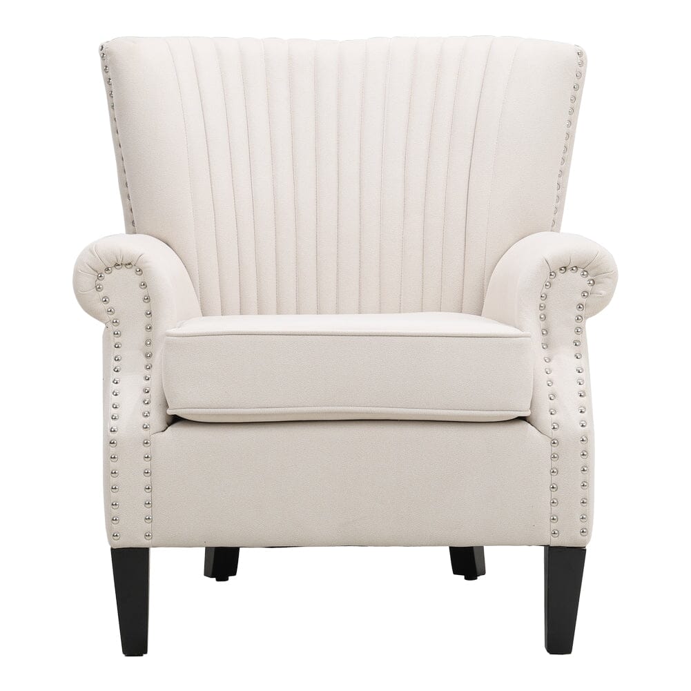 Deep Cushioned Armchair Channel Accent Chair with Nailhead Trim - House Comfort