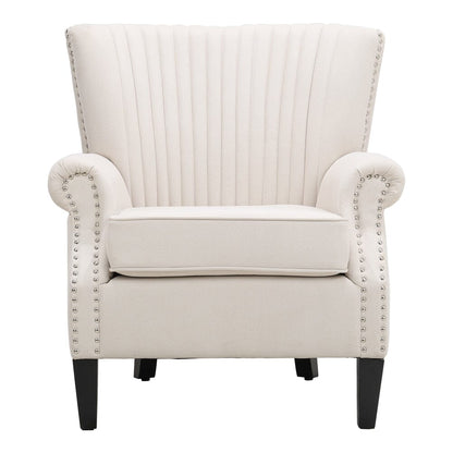 Deep Cushioned Armchair Channel Accent Chair with Nailhead Trim - House Comfort