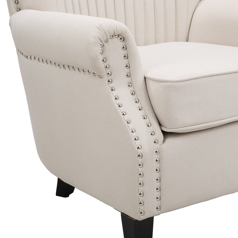 Deep Cushioned Armchair Channel Accent Chair with Nailhead Trim - House Comfort
