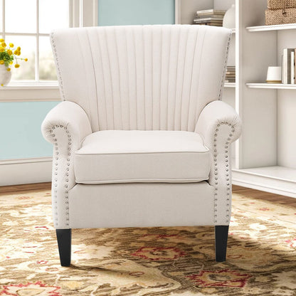 Deep Cushioned Armchair Channel Accent Chair with Nailhead Trim - House Comfort