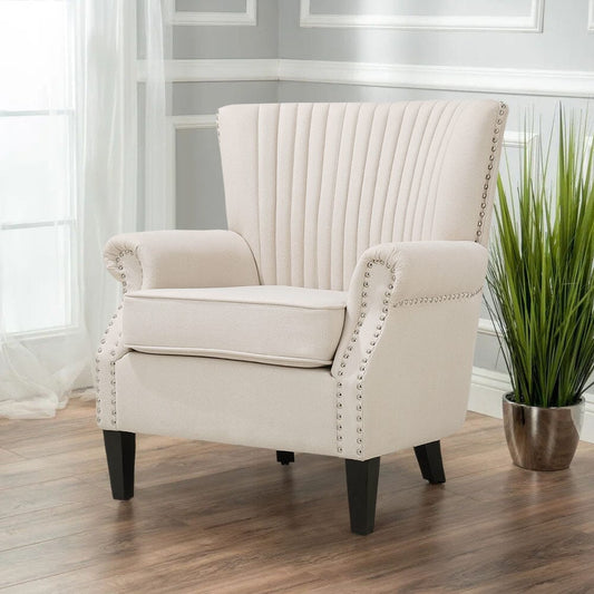 Deep Cushioned Armchair Channel Accent Chair with Nailhead Trim - House Comfort
