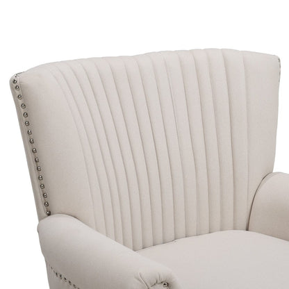 Deep Cushioned Armchair Channel Accent Chair with Nailhead Trim - House Comfort