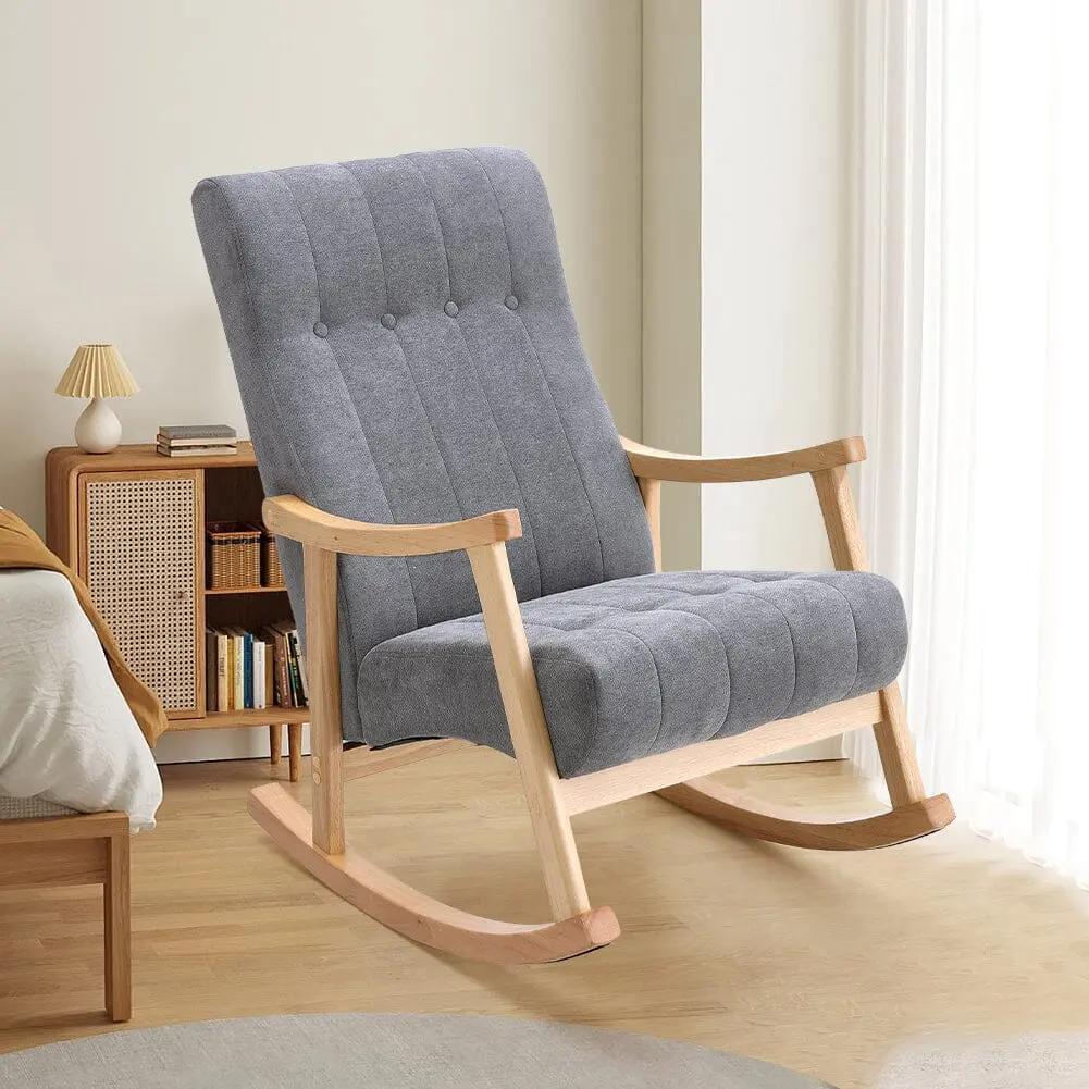 Direct Velvet Upholstered Tufting Rocking Chair - House Comfort