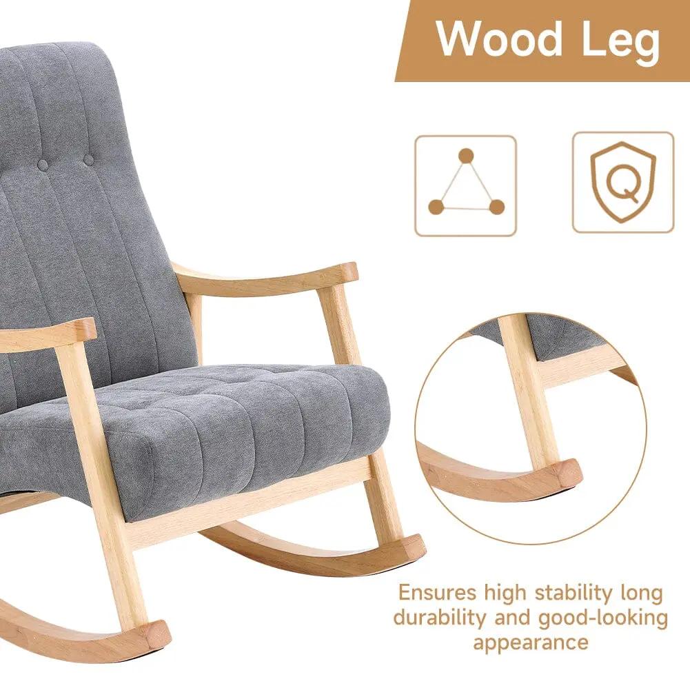 Direct Velvet Upholstered Tufting Rocking Chair - House Comfort