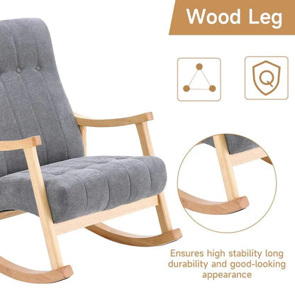 Direct Velvet Upholstered Tufting Rocking Chair - House Comfort