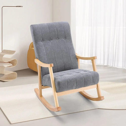 Direct Velvet Upholstered Tufting Rocking Chair - House Comfort