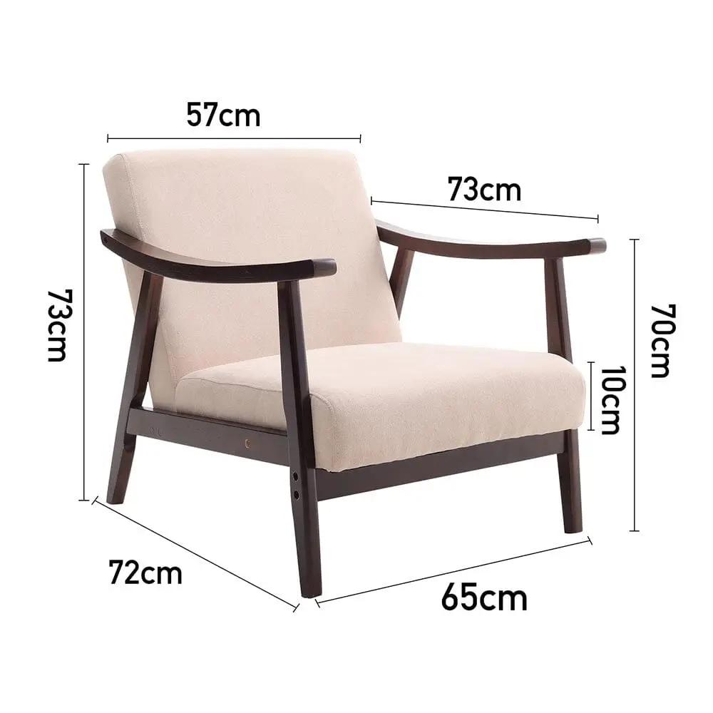 Direct Wooden Single Armchair Sofa Accent Chair Fabric - House Comfort
