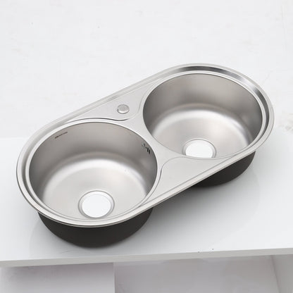 Double Bowl Kitchen Sink 0.6mm Stainless Steel Catering Sink - House Comfort