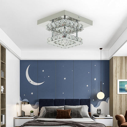 Double Tier Square Crystal Celling Light - House Comfort