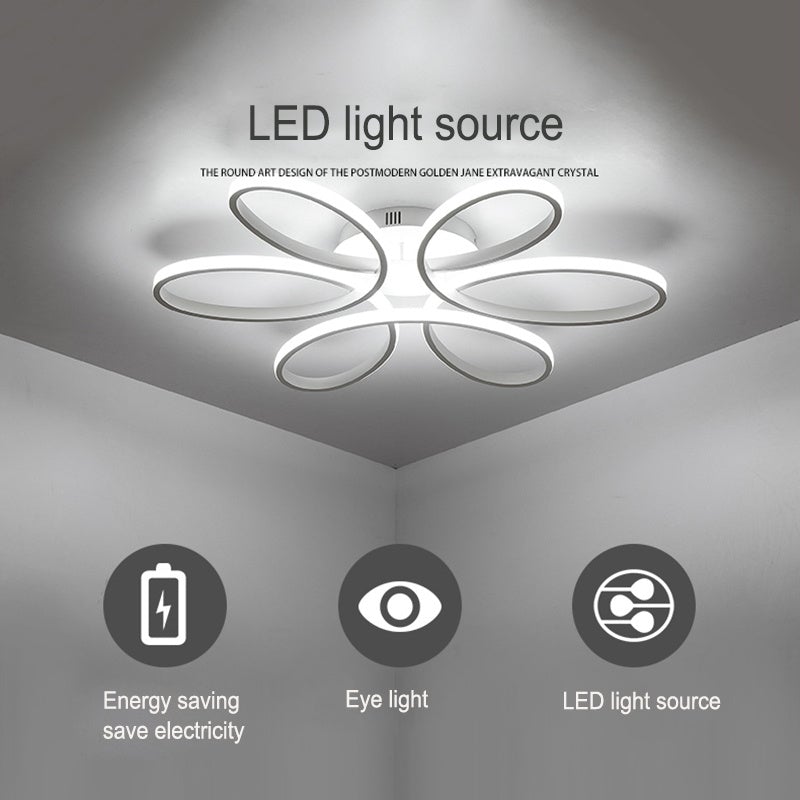 Floral 6 Rings Modern LED Ceiling Light Dimmable with Remote Control - House Comfort