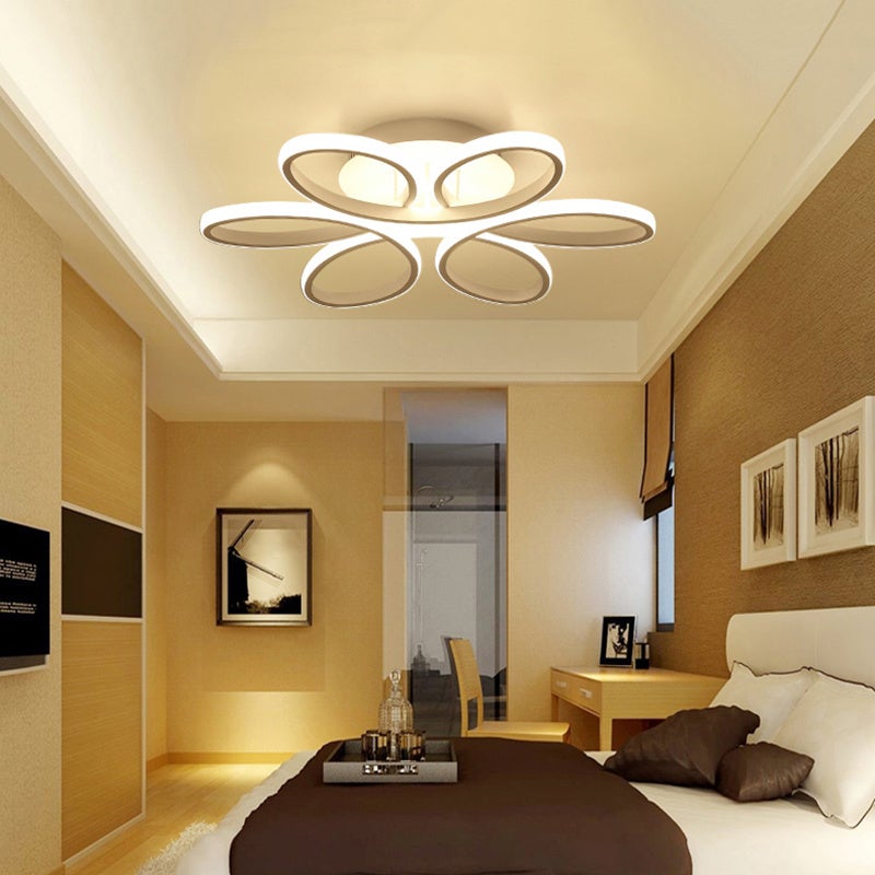 Floral 6 Rings Modern LED Ceiling Light Dimmable with Remote Control - House Comfort