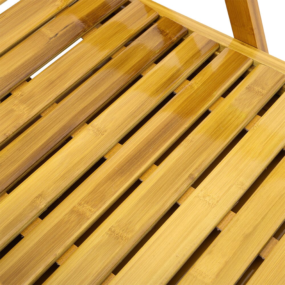 Foldable Bamboo Recliner Lounge Chair with Retractable Footrest - House Comfort