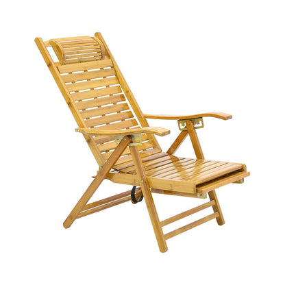 Foldable Bamboo Recliner Lounge Chair with Retractable Footrest - House Comfort