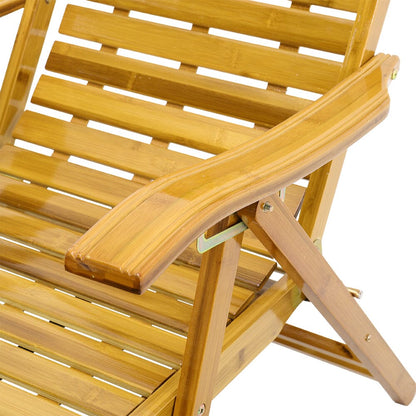 Foldable Bamboo Recliner Lounge Chair with Retractable Footrest - House Comfort
