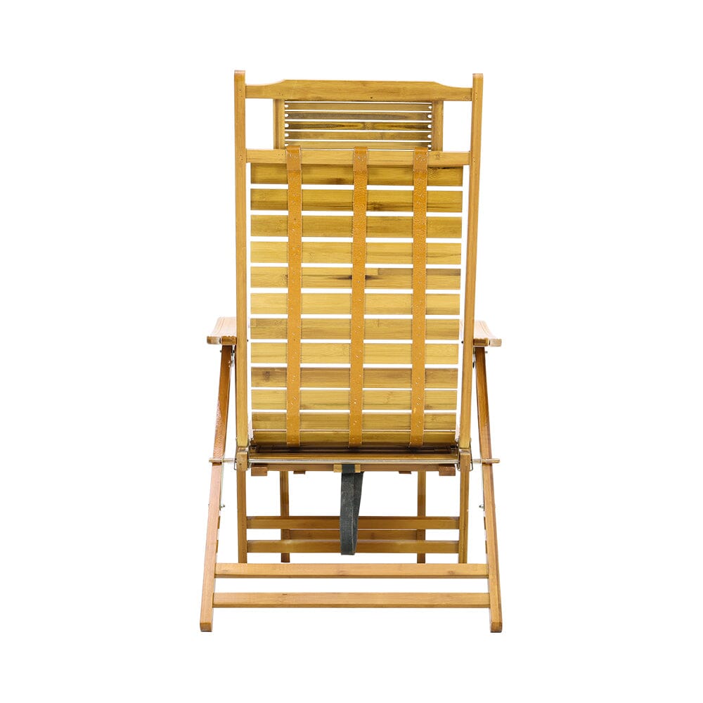 Foldable Bamboo Recliner Lounge Chair with Retractable Footrest - House Comfort