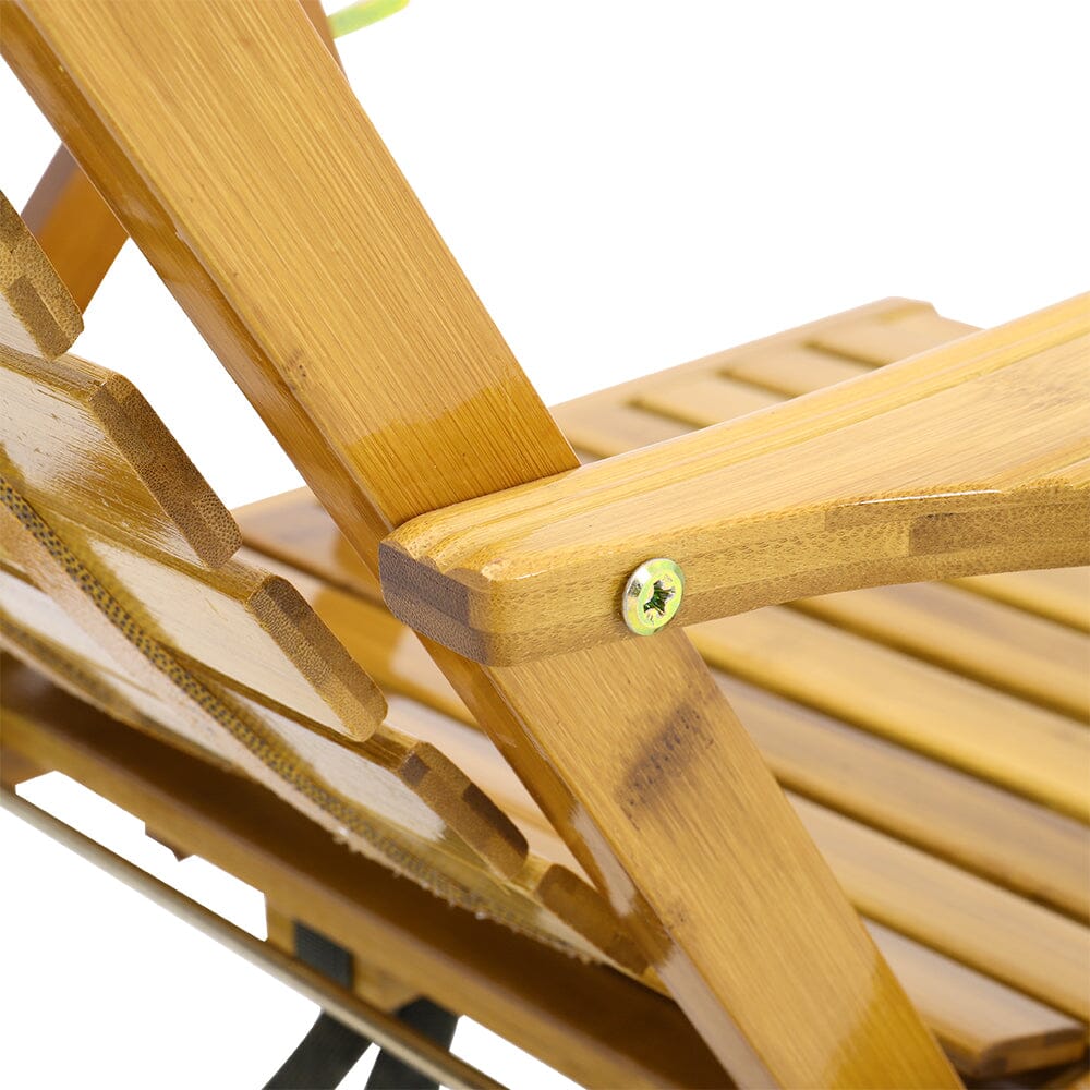 Foldable Bamboo Recliner Lounge Chair with Retractable Footrest - House Comfort
