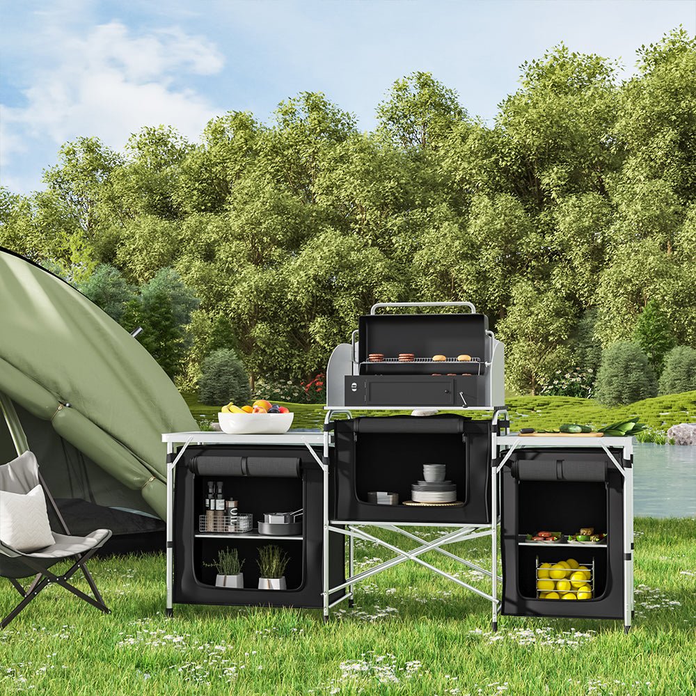 Foldable Camping Kitchen Stand with Wind Shield - House Comfort