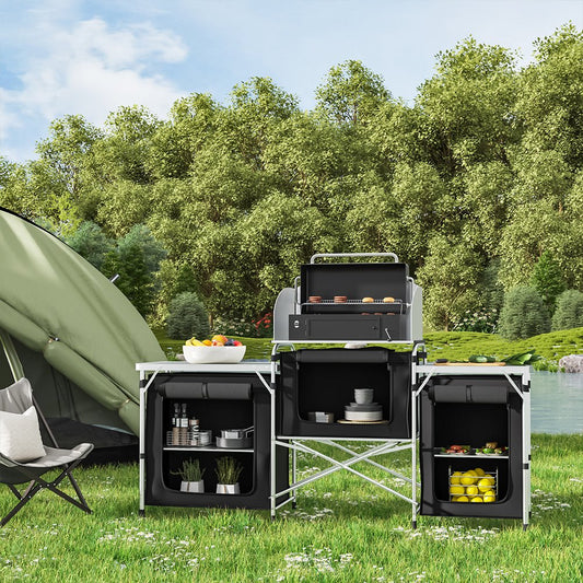 Foldable Camping Kitchen Stand with Wind Shield - House Comfort
