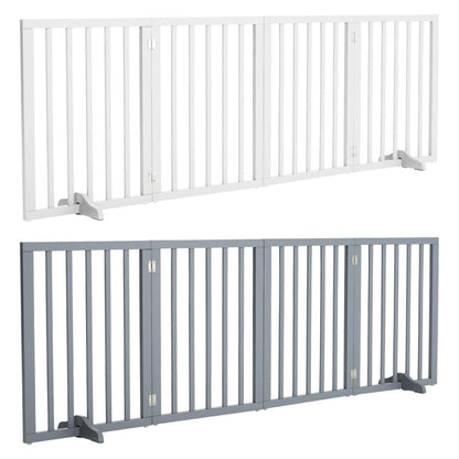 Folding Pet Gate 4 Panel Wooden Safety Gate with 360°Swivel Metal Hinges - House Comfort