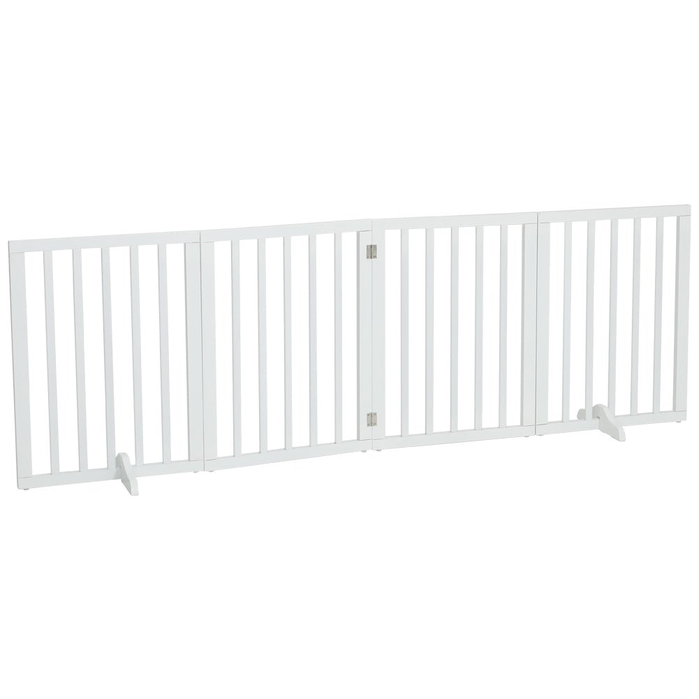 Folding Pet Gate 4 Panel Wooden Safety Gate with 360°Swivel Metal Hinges - House Comfort