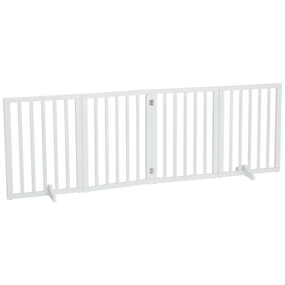 Folding Pet Gate 4 Panel Wooden Safety Gate with 360°Swivel Metal Hinges - House Comfort