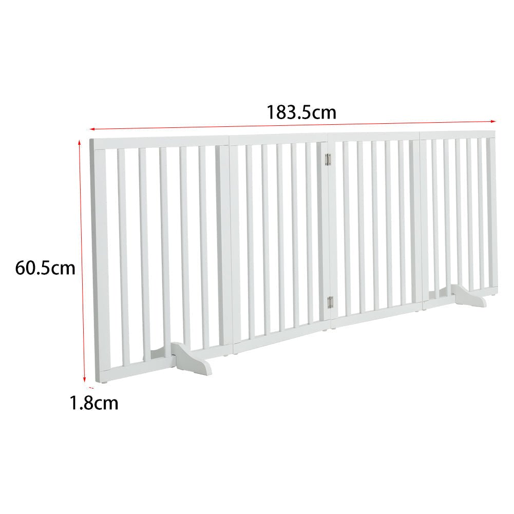 Folding Pet Gate 4 Panel Wooden Safety Gate with 360°Swivel Metal Hinges - House Comfort