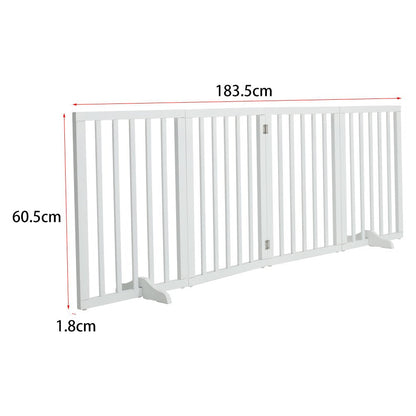 Folding Pet Gate 4 Panel Wooden Safety Gate with 360°Swivel Metal Hinges - House Comfort