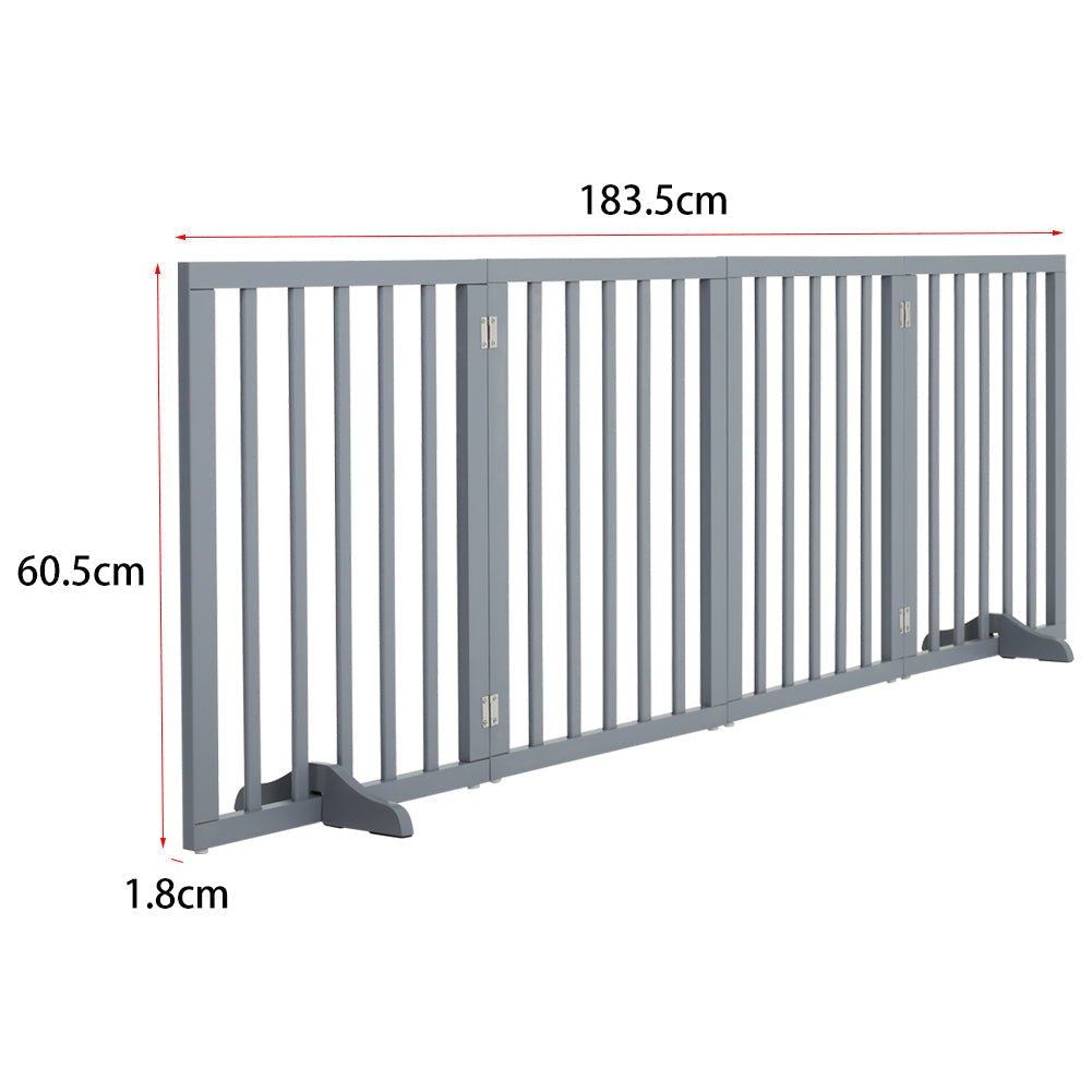 Folding Pet Gate 4 Panel Wooden Safety Gate with 360°Swivel Metal Hinges - House Comfort