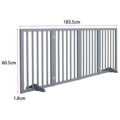 Folding Pet Gate 4 Panel Wooden Safety Gate with 360°Swivel Metal Hinges - House Comfort