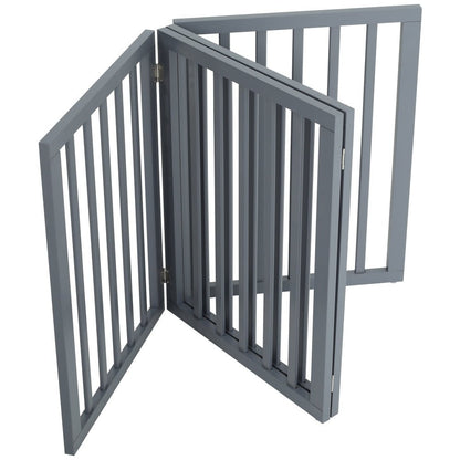 Folding Pet Gate 4 Panel Wooden Safety Gate with 360°Swivel Metal Hinges - House Comfort