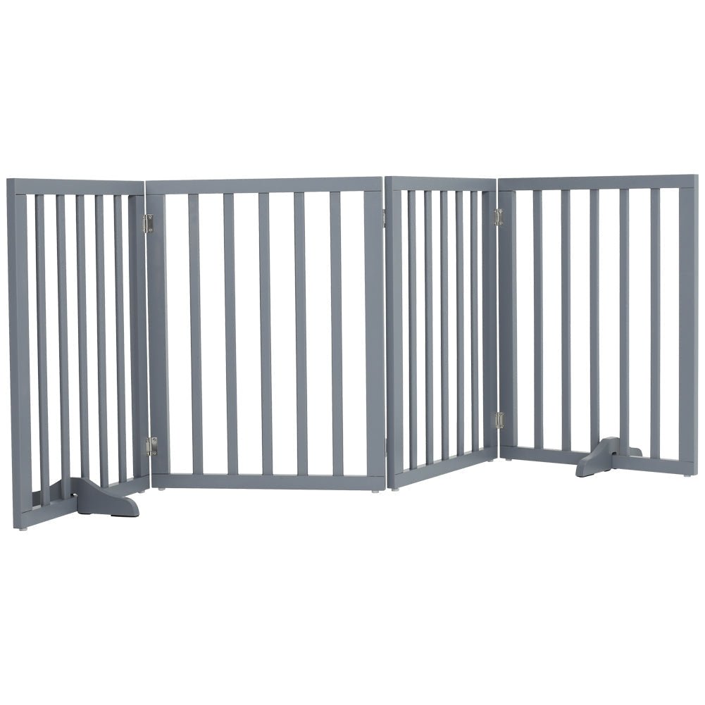 Folding Pet Gate 4 Panel Wooden Safety Gate with 360°Swivel Metal Hinges - House Comfort