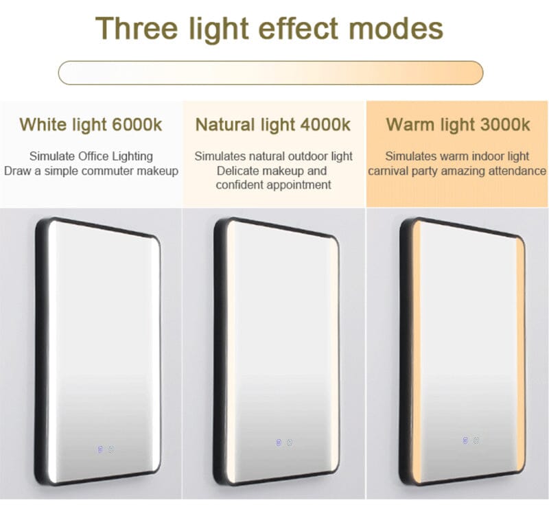 Framed Retangular LED Light Bathroom Vanity Mirror - House Comfort