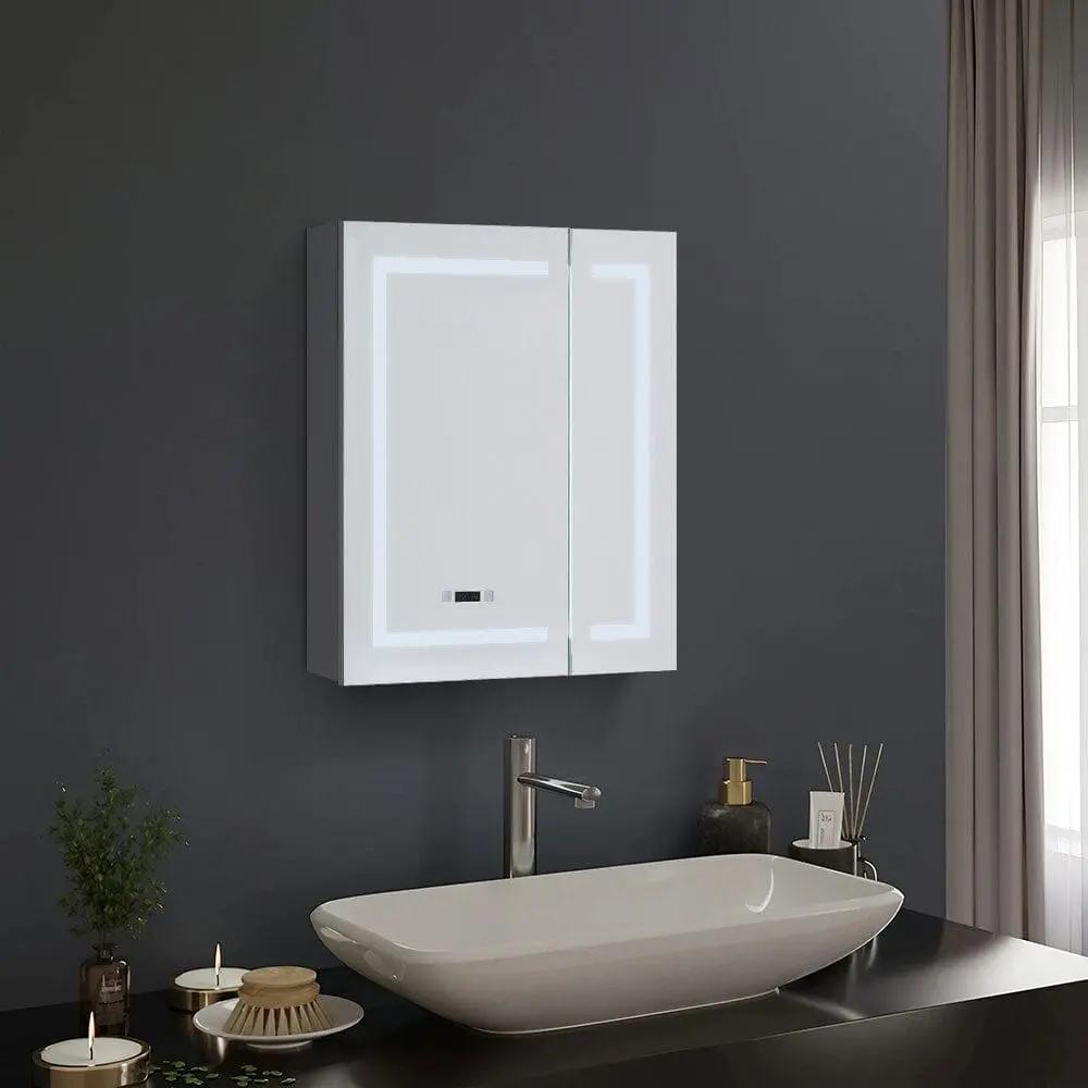 Frameless 2 - Door LED Mirror Cabinet with Clock Display - House Comfort