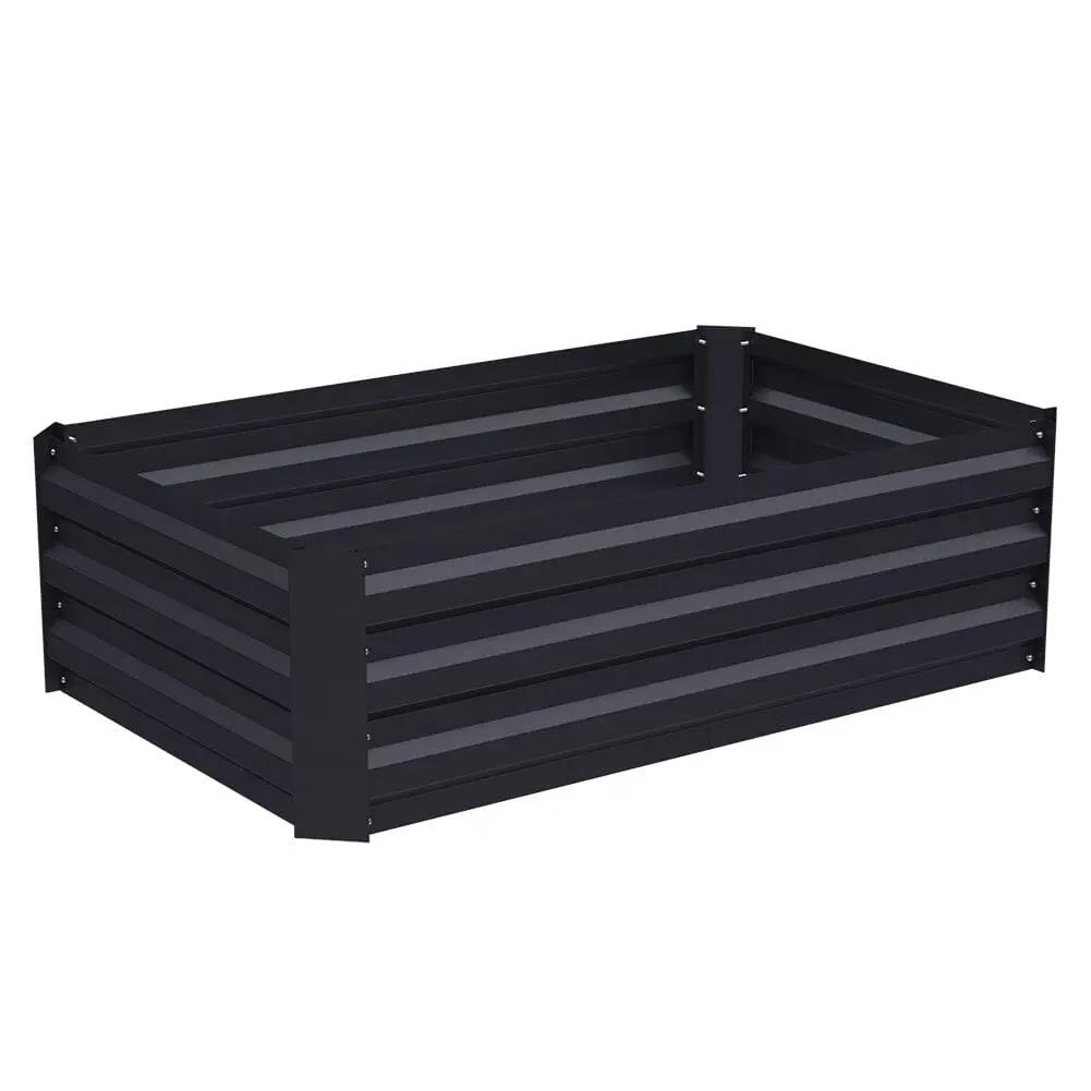 Galvanized Steel Square Raised Garden Bed Planter Box in Black - House Comfort