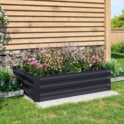 Galvanized Steel Square Raised Garden Bed Planter Box in Black - House Comfort