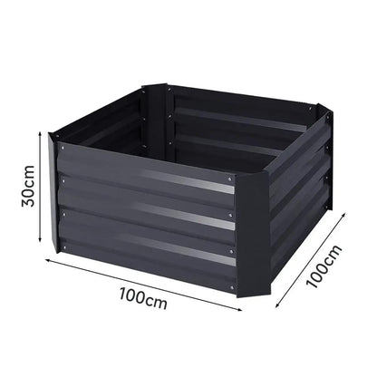 Galvanized Steel Square Raised Garden Bed Planter Box in Black - House Comfort