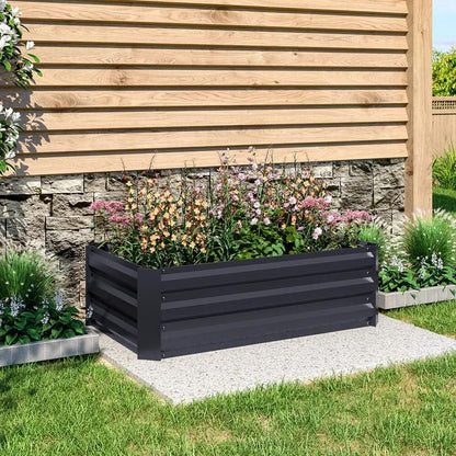 Galvanized Steel Square Raised Garden Bed Planter Box in Black - House Comfort