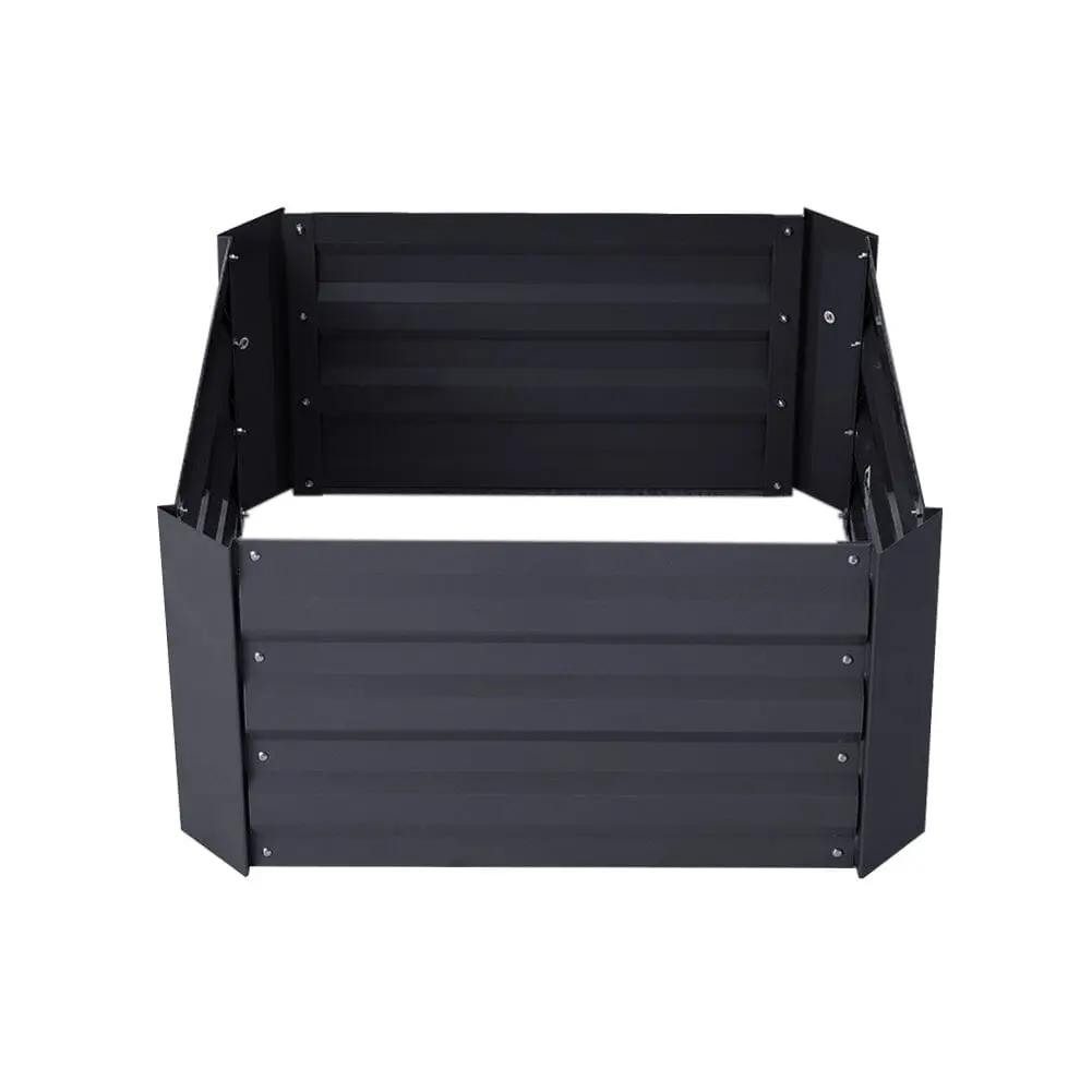 Galvanized Steel Square Raised Garden Bed Planter Box in Black - House Comfort