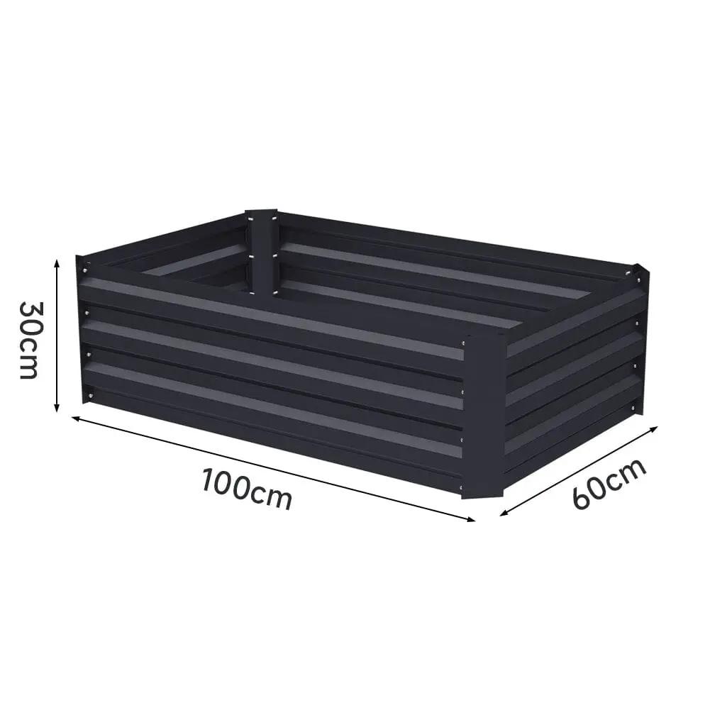 Galvanized Steel Square Raised Garden Bed Planter Box in Black - House Comfort