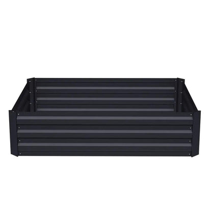 Galvanized Steel Square Raised Garden Bed Planter Box in Black - House Comfort