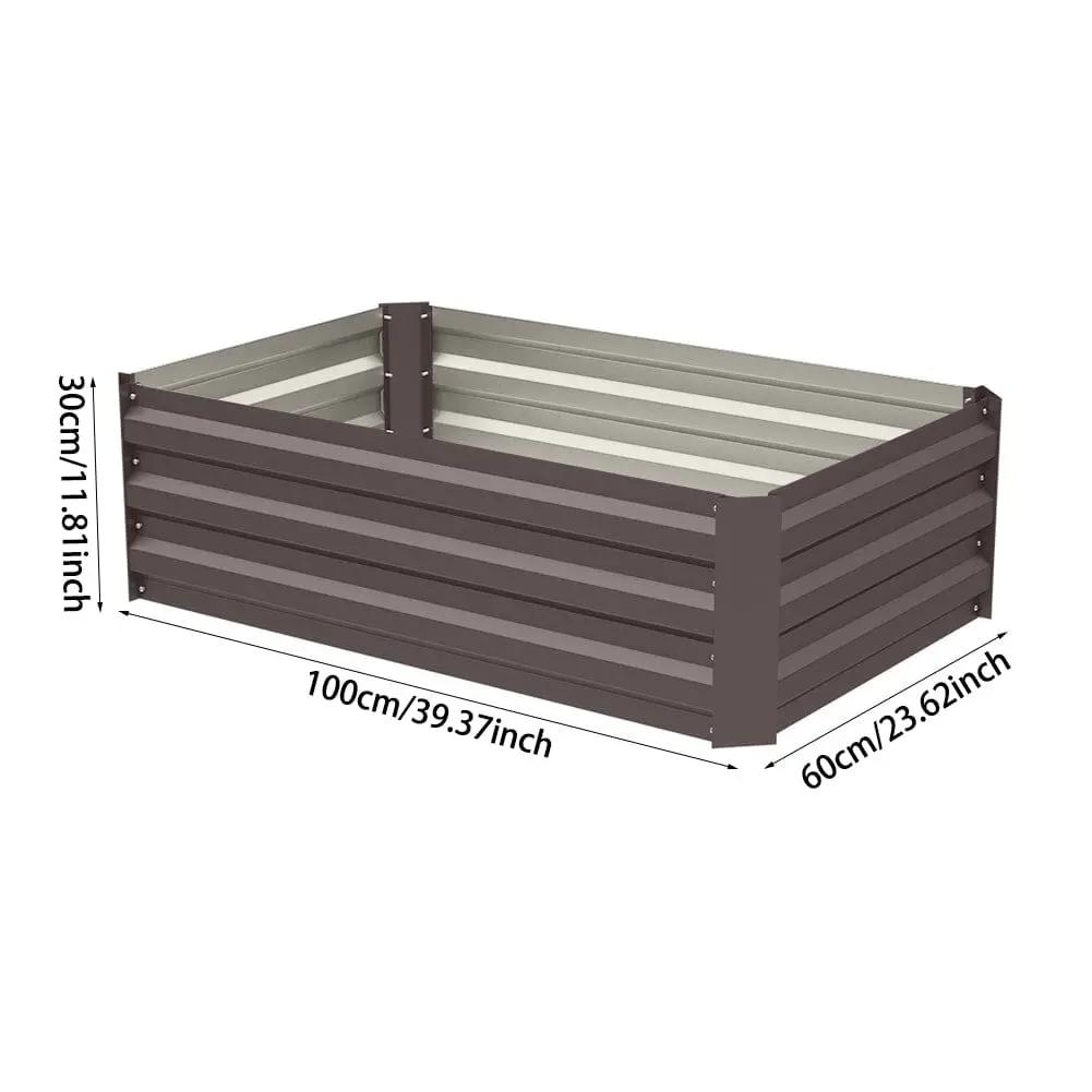 Galvanized Steel Square Raised Garden Bed Planter Box in Brown - House Comfort