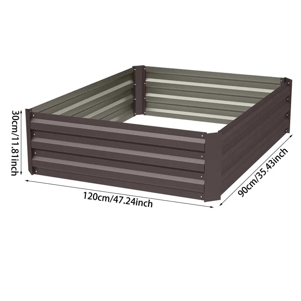 Galvanized Steel Square Raised Garden Bed Planter Box in Brown - House Comfort