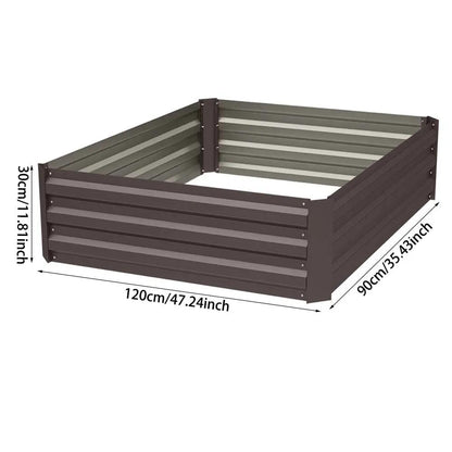Galvanized Steel Square Raised Garden Bed Planter Box in Brown - House Comfort