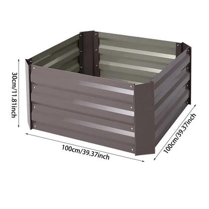 Galvanized Steel Square Raised Garden Bed Planter Box in Brown - House Comfort